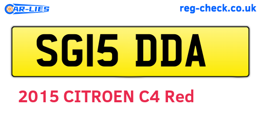 SG15DDA are the vehicle registration plates.