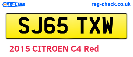 SJ65TXW are the vehicle registration plates.