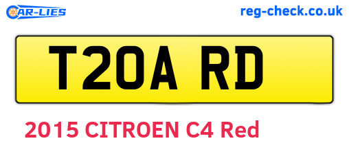 T20ARD are the vehicle registration plates.