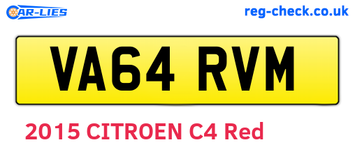 VA64RVM are the vehicle registration plates.