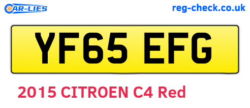 YF65EFG are the vehicle registration plates.