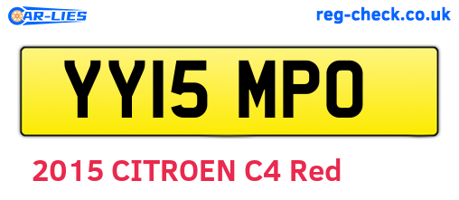 YY15MPO are the vehicle registration plates.