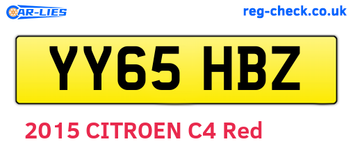 YY65HBZ are the vehicle registration plates.