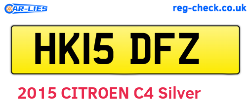 HK15DFZ are the vehicle registration plates.