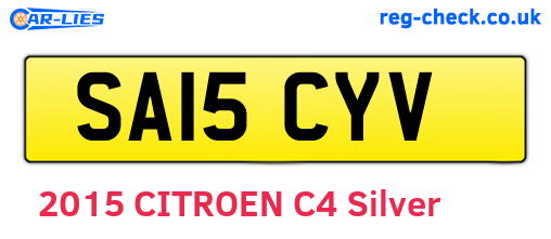 SA15CYV are the vehicle registration plates.