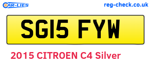 SG15FYW are the vehicle registration plates.