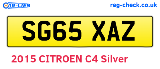 SG65XAZ are the vehicle registration plates.