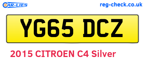 YG65DCZ are the vehicle registration plates.