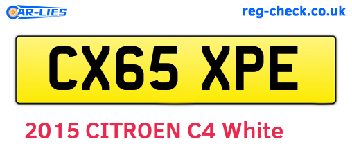 CX65XPE are the vehicle registration plates.