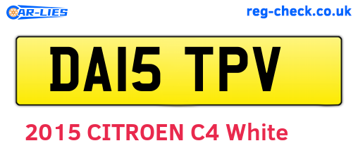 DA15TPV are the vehicle registration plates.