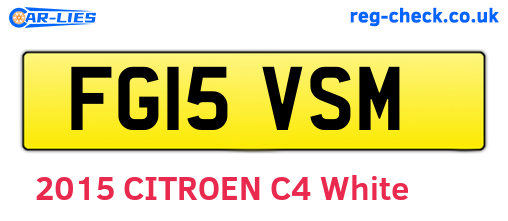 FG15VSM are the vehicle registration plates.
