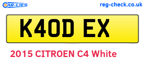 K40DEX are the vehicle registration plates.