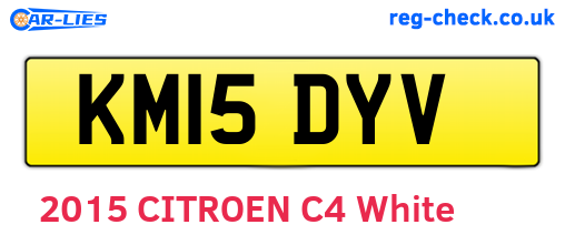 KM15DYV are the vehicle registration plates.