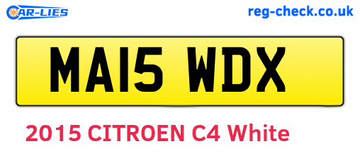 MA15WDX are the vehicle registration plates.