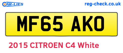 MF65AKO are the vehicle registration plates.
