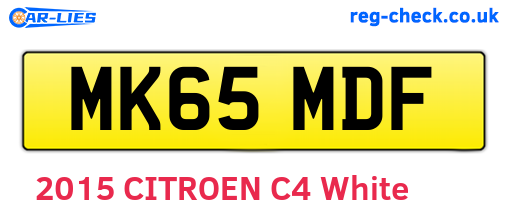 MK65MDF are the vehicle registration plates.