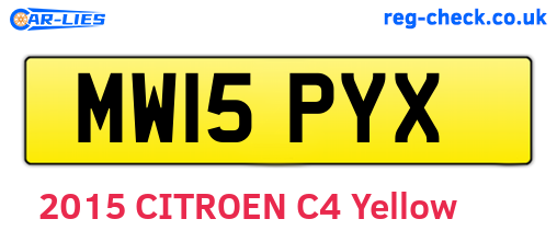 MW15PYX are the vehicle registration plates.
