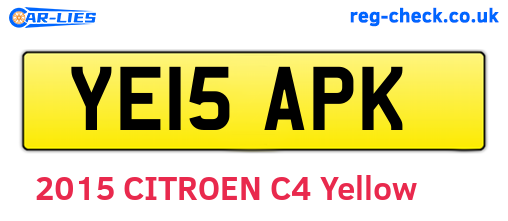 YE15APK are the vehicle registration plates.