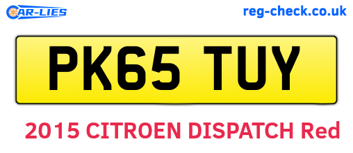 PK65TUY are the vehicle registration plates.