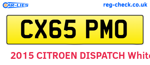 CX65PMO are the vehicle registration plates.
