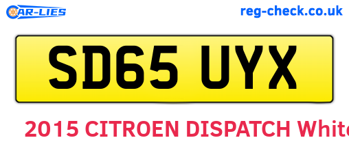 SD65UYX are the vehicle registration plates.