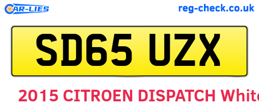SD65UZX are the vehicle registration plates.