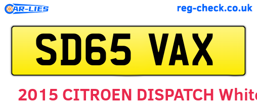 SD65VAX are the vehicle registration plates.