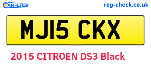 MJ15CKX are the vehicle registration plates.
