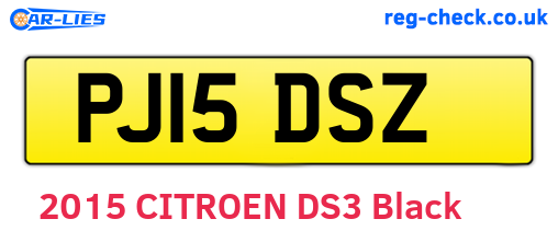 PJ15DSZ are the vehicle registration plates.
