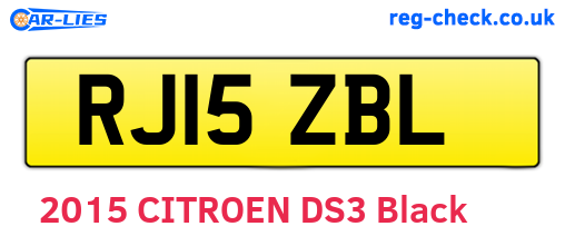 RJ15ZBL are the vehicle registration plates.