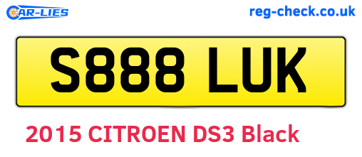S888LUK are the vehicle registration plates.