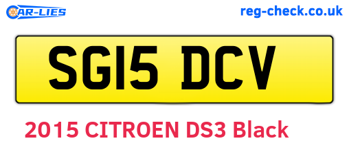 SG15DCV are the vehicle registration plates.