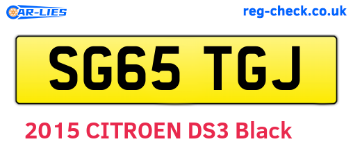 SG65TGJ are the vehicle registration plates.