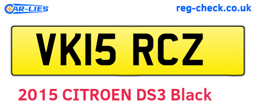 VK15RCZ are the vehicle registration plates.