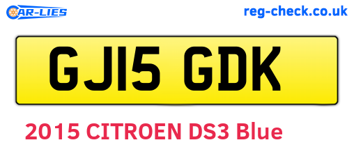 GJ15GDK are the vehicle registration plates.