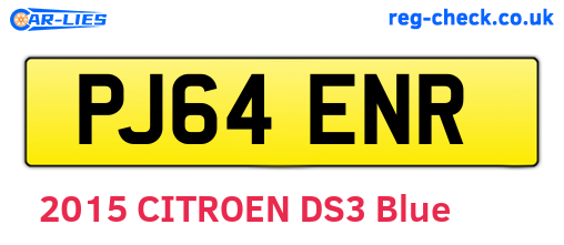 PJ64ENR are the vehicle registration plates.
