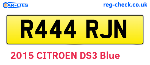 R444RJN are the vehicle registration plates.