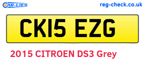CK15EZG are the vehicle registration plates.