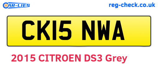 CK15NWA are the vehicle registration plates.