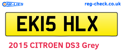EK15HLX are the vehicle registration plates.