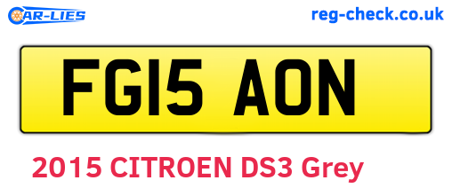 FG15AON are the vehicle registration plates.
