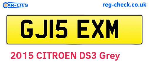 GJ15EXM are the vehicle registration plates.