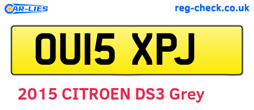 OU15XPJ are the vehicle registration plates.