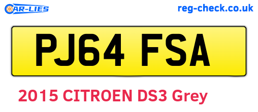 PJ64FSA are the vehicle registration plates.