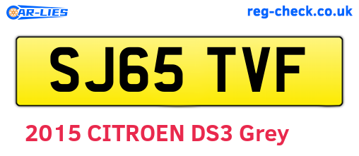 SJ65TVF are the vehicle registration plates.