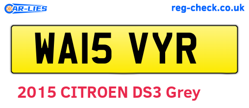 WA15VYR are the vehicle registration plates.