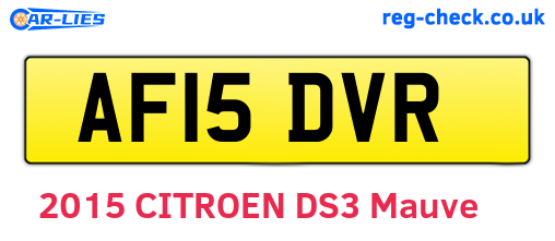 AF15DVR are the vehicle registration plates.
