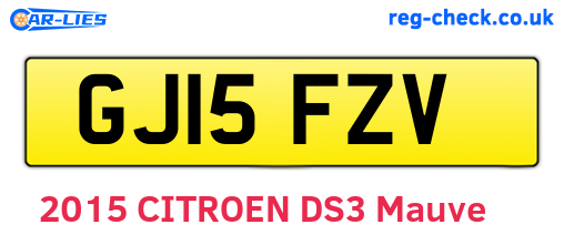 GJ15FZV are the vehicle registration plates.