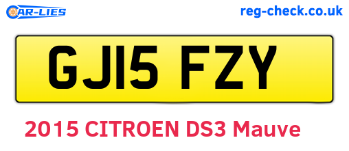 GJ15FZY are the vehicle registration plates.