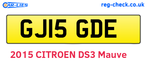 GJ15GDE are the vehicle registration plates.